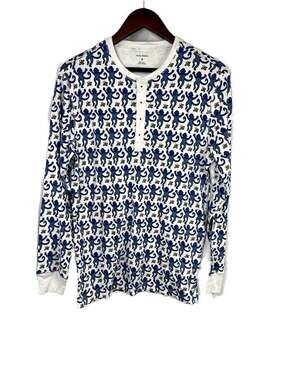 Roller Rabbit Men's Size Small Monkey Spencer Pajama Henley Top Blue NWT